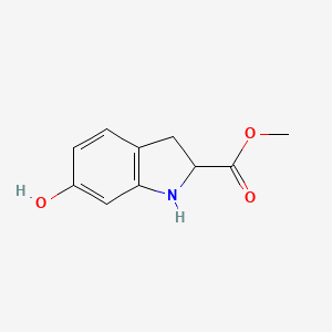 molecular formula C10H11NO3 B13253060 Methyl 6-hydroxy-2,3-dihydro-1H-indole-2-carboxylate 