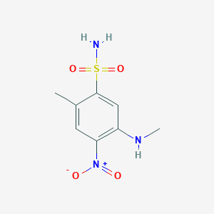 molecular formula C8H11N3O4S B13253156 2-Methyl-5-(methylamino)-4-nitrobenzene-1-sulfonamide 