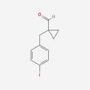 molecular formula C11H11IO B13253208 1-[(4-Iodophenyl)methyl]cyclopropane-1-carbaldehyde 