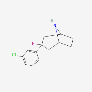 molecular formula C13H15ClFN B13253237 3-(3-Chlorophenyl)-3-fluoro-8-azabicyclo[3.2.1]octane 