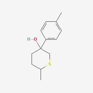 molecular formula C13H18OS B13253310 6-Methyl-3-(4-methylphenyl)thian-3-ol 