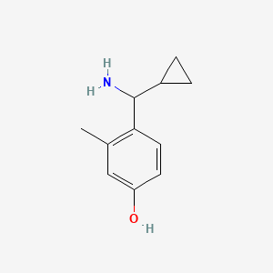 molecular formula C11H15NO B13253462 4-[Amino(cyclopropyl)methyl]-3-methylphenol 