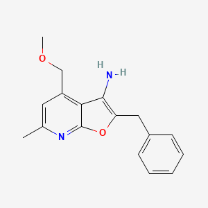 molecular formula C17H18N2O2 B13253470 [3-Amino-4-(methoxymethyl)-6-methylfuro[2,3-B]pyridin-2-YL](phenyl)methan+ 