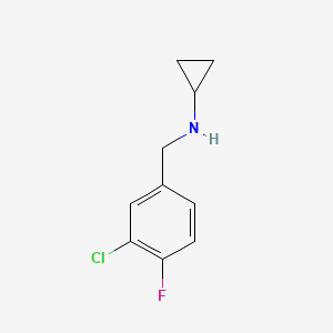 molecular formula C10H11ClFN B13253477 N-[(3-chloro-4-fluorophenyl)methyl]cyclopropanamine 