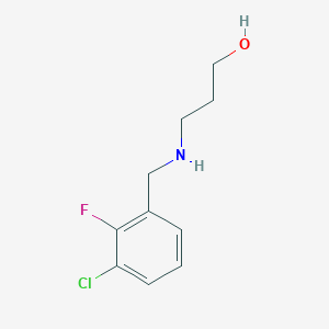 molecular formula C10H13ClFNO B13253497 3-{[(3-Chloro-2-fluorophenyl)methyl]amino}propan-1-ol 