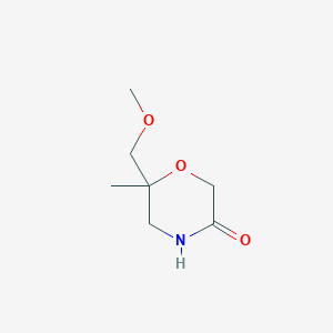 molecular formula C7H13NO3 B13253518 6-(Methoxymethyl)-6-methylmorpholin-3-one 