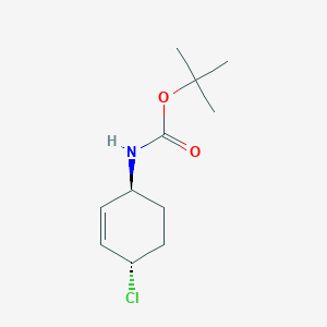 molecular formula C11H18ClNO2 B13253520 tert-Butyl N-[(1S,4S)-4-chlorocyclohex-2-en-1-yl]carbamate 