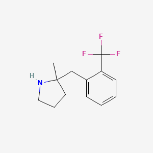 molecular formula C13H16F3N B13253645 2-Methyl-2-{[2-(trifluoromethyl)phenyl]methyl}pyrrolidine 