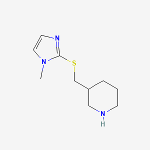 molecular formula C10H17N3S B13253663 3-(((1-Methyl-1h-imidazol-2-yl)thio)methyl)piperidine 