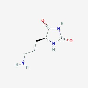 molecular formula C6H11N3O2 B13253682 (5S)-5-(3-Aminopropyl)imidazolidine-2,4-dione 