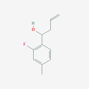 molecular formula C11H13FO B13253825 1-(2-Fluoro-4-methylphenyl)but-3-en-1-ol 