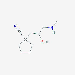 molecular formula C10H18N2O B13253919 1-[2-Hydroxy-3-(methylamino)propyl]cyclopentane-1-carbonitrile 