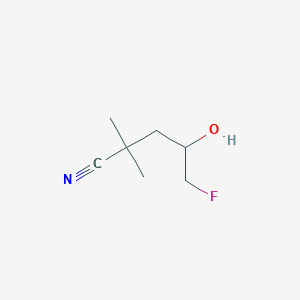 molecular formula C7H12FNO B13254070 5-Fluoro-4-hydroxy-2,2-dimethylpentanenitrile 