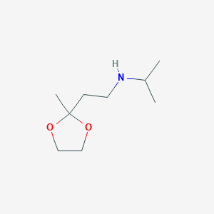 molecular formula C9H19NO2 B13254140 [2-(2-Methyl-1,3-dioxolan-2-yl)ethyl](propan-2-yl)amine 