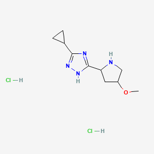 molecular formula C10H18Cl2N4O B13254185 3-cyclopropyl-5-(4-methoxypyrrolidin-2-yl)-1H-1,2,4-triazole dihydrochloride 