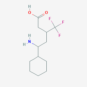 molecular formula C12H20F3NO2 B13254286 5-Amino-5-cyclohexyl-3-(trifluoromethyl)pentanoic acid 