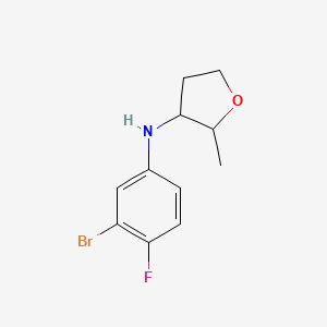 molecular formula C11H13BrFNO B13254311 N-(3-Bromo-4-fluorophenyl)-2-methyloxolan-3-amine 