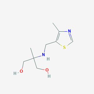 molecular formula C9H16N2O2S B13254352 2-Methyl-2-{[(4-methyl-1,3-thiazol-5-yl)methyl]amino}propane-1,3-diol 