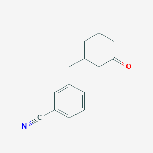 molecular formula C14H15NO B1325436 3-[(3-氧代环己基)甲基]苯甲腈 CAS No. 898785-01-8