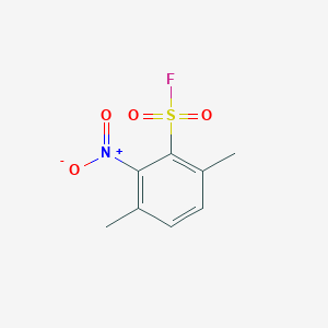 molecular formula C8H8FNO4S B13254419 3,6-Dimethyl-2-nitrobenzene-1-sulfonyl fluoride 