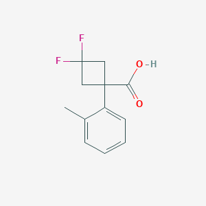 molecular formula C12H12F2O2 B13254436 3,3-Difluoro-1-(2-methylphenyl)cyclobutane-1-carboxylic acid 