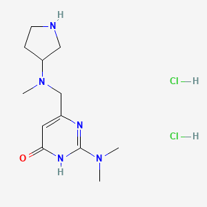 molecular formula C12H23Cl2N5O B13254554 2-(Dimethylamino)-6-{[methyl(pyrrolidin-3-yl)amino]methyl}-3,4-dihydropyrimidin-4-one dihydrochloride 