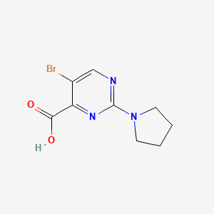 molecular formula C9H10BrN3O2 B13254566 5-Bromo-2-(pyrrolidin-1-yl)pyrimidine-4-carboxylic acid 