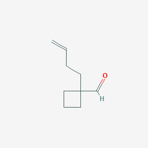 molecular formula C9H14O B13254580 1-(But-3-en-1-yl)cyclobutane-1-carbaldehyde 