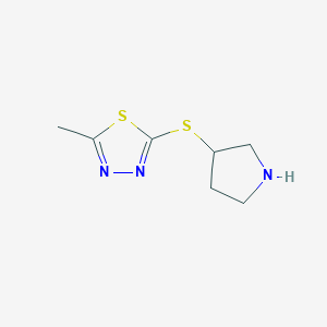 molecular formula C7H11N3S2 B13254591 2-Methyl-5-(pyrrolidin-3-ylsulfanyl)-1,3,4-thiadiazole 