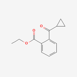 molecular formula C13H14O3 B1325465 2-羧乙氧基苯基环丙基酮 CAS No. 898789-89-4