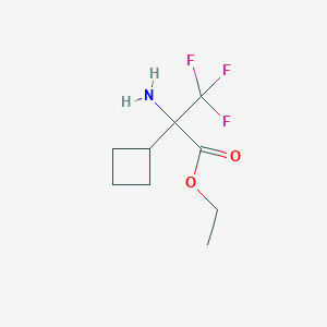 molecular formula C9H14F3NO2 B13254711 Ethyl 2-amino-2-cyclobutyl-3,3,3-trifluoropropanoate 