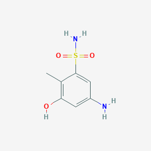 molecular formula C7H10N2O3S B13254717 5-Amino-3-hydroxy-2-methylbenzene-1-sulfonamide 