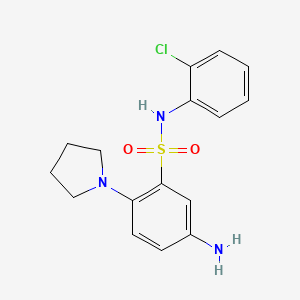 molecular formula C16H18ClN3O2S B13254746 5-amino-N-(2-chlorophenyl)-2-(pyrrolidin-1-yl)benzene-1-sulfonamide 