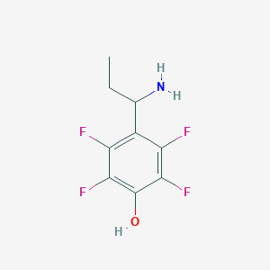 molecular formula C9H9F4NO B13254783 4-(1-Aminopropyl)-2,3,5,6-tetrafluorophenol 