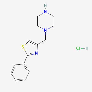 molecular formula C14H18ClN3S B13254806 1-[(2-Phenyl-1,3-thiazol-4-yl)methyl]piperazine hydrochloride CAS No. 1008774-64-8