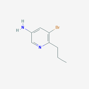 molecular formula C8H11BrN2 B13254820 5-Bromo-6-propylpyridin-3-amine 