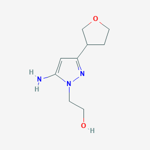 molecular formula C9H15N3O2 B13254910 2-[5-Amino-3-(oxolan-3-yl)-1H-pyrazol-1-yl]ethan-1-ol 