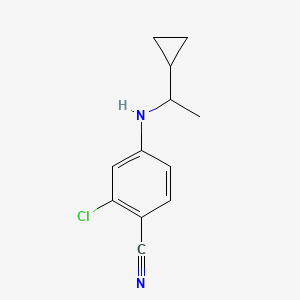 molecular formula C12H13ClN2 B13254937 2-Chloro-4-[(1-cyclopropylethyl)amino]benzonitrile 