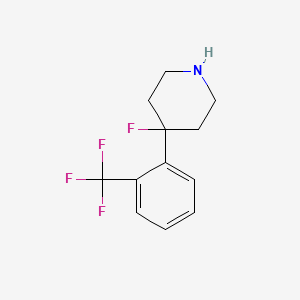 molecular formula C12H13F4N B13254994 4-Fluoro-4-[2-(trifluoromethyl)phenyl]piperidine 