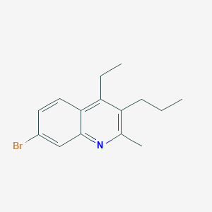 molecular formula C15H18BrN B13254998 7-Bromo-4-ethyl-2-methyl-3-propylquinoline 