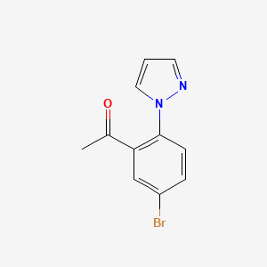 molecular formula C11H9BrN2O B13255015 1-[5-Bromo-2-(1H-pyrazol-1-YL)phenyl]ethan-1-one 