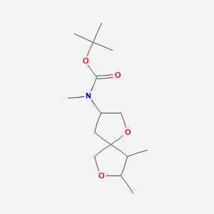 molecular formula C15H27NO4 B13255058 tert-Butyl N-{8,9-dimethyl-1,7-dioxaspiro[4.4]nonan-3-yl}-N-methylcarbamate 