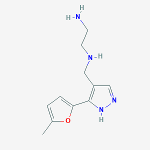 molecular formula C11H16N4O B13255083 (2-Aminoethyl)({[3-(5-methylfuran-2-yl)-1H-pyrazol-4-yl]methyl})amine 