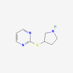 molecular formula C8H11N3S B13255262 2-(Pyrrolidin-3-ylsulfanyl)pyrimidine 