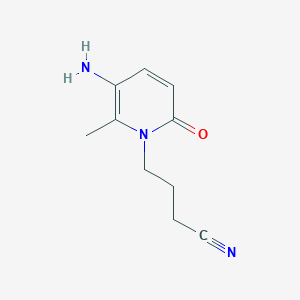 molecular formula C10H13N3O B13255300 4-(5-Amino-6-methyl-2-oxo-1,2-dihydropyridin-1-yl)butanenitrile 