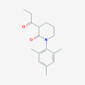 molecular formula C17H23NO2 B13255303 3-Propanoyl-1-(2,4,6-trimethylphenyl)piperidin-2-one 