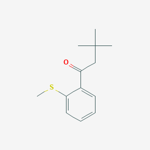 molecular formula C13H18OS B1325531 3,3-二甲基-2'-硫代甲基丁苯酮 CAS No. 898764-32-4