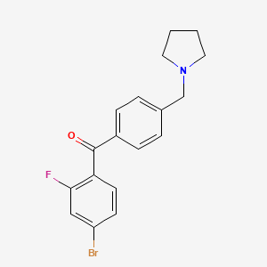 molecular formula C18H17BrFNO B1325539 4-溴-2-氟-4'-吡咯烷基甲基二苯甲酮 CAS No. 898776-71-1