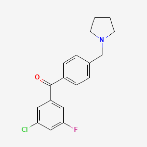 molecular formula C18H17ClFNO B1325541 3-氯-5-氟-4'-吡咯烷基甲基二苯甲酮 CAS No. 898776-75-5