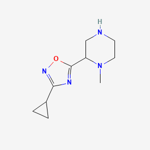 molecular formula C10H16N4O B13255414 2-(3-Cyclopropyl-1,2,4-oxadiazol-5-yl)-1-methylpiperazine 